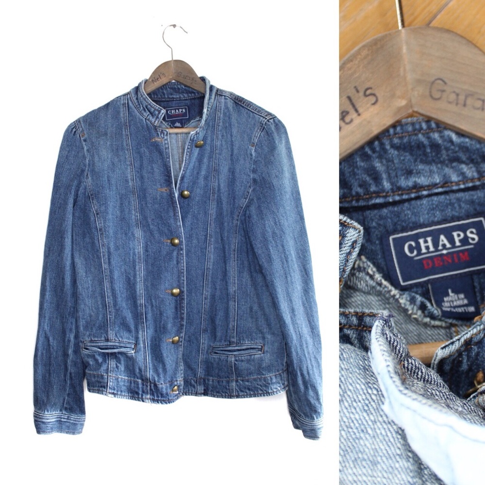 Vintage Chaps Distressed Denim Jean Jacket Medium / Large